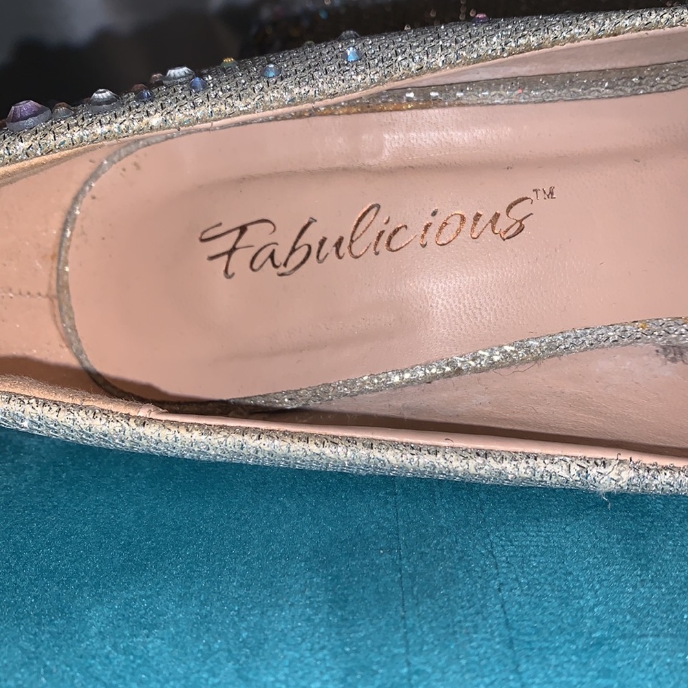 Woman’s Silver Rhinestone Platform Heels - Picture 5 of 7
